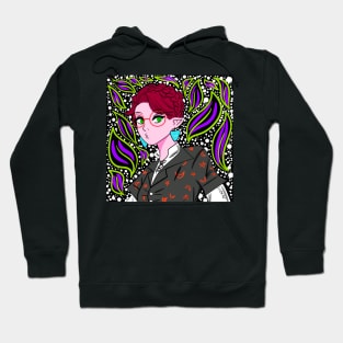 the dark demon witch girl in ecopop art with kawaii in fluorescent lights Hoodie